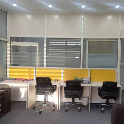 Modern half glass partition office solution ideal for creating stylish, functional, and semi-private workspaces.